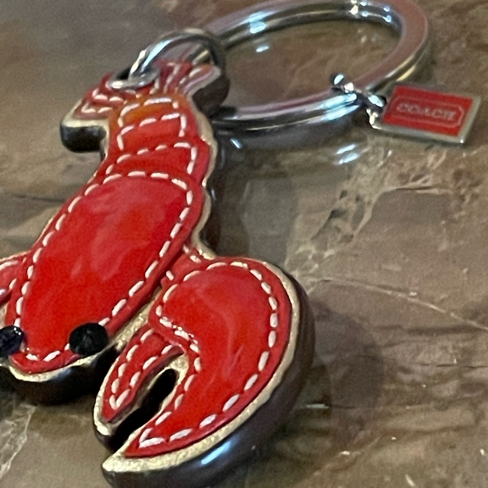 COACH HTF Patent Leather Red Lobster Key Fob Bag Charm Keychain - Picture 7 of 12